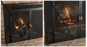 Juego de Herramientas de <span class=keywords><strong>chimenea</strong></span>, pinzas de hierro forjado a mano, pala, escoba, soporte, 5 piezas - Product Image 5