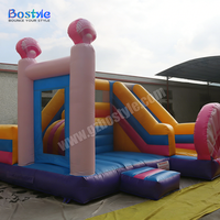 Château gonflable aquatique commercial sur le thème des coraux arc-en-ciel, avec toboggan, en PVC, facile à installer, combo château gonflable et structure de saut.