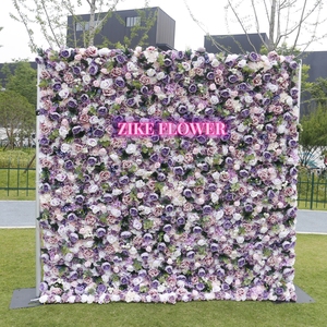 Décorations de fête pour le <span class=keywords><strong>1er</strong></span> anniversaire et la Quinceañera, fleurs artificielles violettes, rouleau mural de fleurs blush, fond de 8x8 pour la photographie - Product Image 6