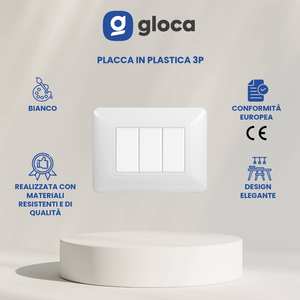 Plaque murale en plastique pour interrupteur 3 voies Gloca, 3P, blanche, installation facile, compatible avec Matix - Product Image 3