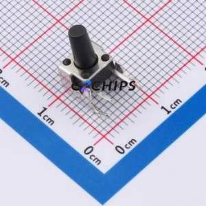 TS66105ZJ 022 Tactile Switch Bent Lead Through Hole-4P,7.3x6.1mm Single Pole Single Throw Round Button 2.5N Right Angle Insert - Product Image 1