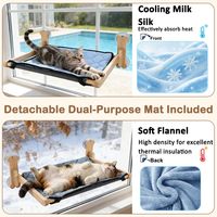 Hamac de fenêtre pour chat avec tapis double face en maille respirante, pliable, avec cadre en bois