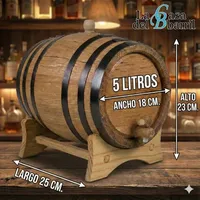 The Barrel House - Baril traditionnel en chêne blanc écologique de 5 litres avec support en bois, bouchon et clé pour l'âge du vin