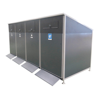 Station de tri des déchets extérieure écologique à 4 compartiments avec couvercle coulissant verrouillable, pédale métallique, grand bac de recyclage