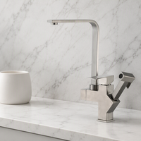 Robinet de cuisine monocommande classique moderne en acier inoxydable, design élégant, avec cartouche céramique pour installation monotrou