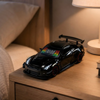 Réveil en alliage Hypercar avec effets lumineux LED et son de moteur de voiture de sport, rechargeable par USB, avec fonction de brume, pour table de chevet