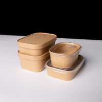Boîte alimentaire rectangulaire en papier écologique avec couvercle, jetable, en kraft, pour plats à emporter, restauration rapide, personnalisable avec logo OEM, vente en gros, boîte écologique