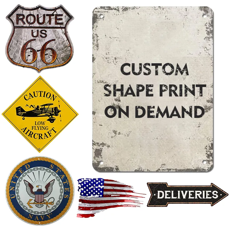 Wholesale Custom Metal Sign Retro Vintage Metal Tin Sign Wall Decor Bar Crafts Custom Shape Poster Iron Painting for Home Decor