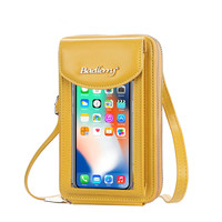 Vente en gros de nouveau sac de téléphone à écran tactile à double fermeture à glissière porte-cartes pour femmes en diagonale à une épaule