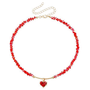 تخفيضات هائلة على قلادة عنق الرحم النسائية سلسلة غير منتظمة كريستال القلب مع الزركون مطرز بالخرز في المناسبات السنوية - Product Image 5