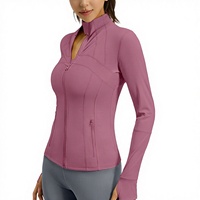 Veste de sport pour femme, style européen et américain, à manches longues, respirante, élastique, avec poche, pour la course à pied et le yoga