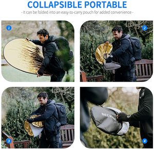 Neewer Reflector de Luz de <span class=keywords><strong>43</strong></span> <span class=keywords><strong>Pulgadas</strong></span>/110 Centímetros, 5 en 1, Plegable, Multidisco con Bolsa - Translúcido, Plateado, Dorado, Blanco y - Product Image 4