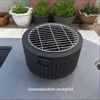 Brasero à bois rond pour camping, barbecue portable d'extérieur pour jardin et terrasse