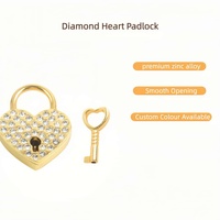 Cadenas en métal en forme de cœur à prix de gros pour coffrets cadeaux de la Saint-Valentin, petite boîte à bijoux en bois dorée avec clé pour mariage