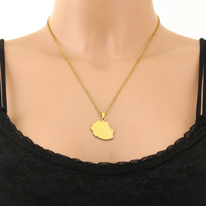 Collar con colgante de mapas de <span class=keywords><strong>Isla</strong></span> de reunión de Francia, mapa de país de reunión de acero inoxidable de Color dorado 974 - Product Image 4