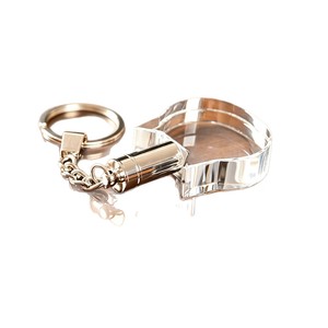 Wholesale LED Crystal Glass <b>Keychain</b> <b>Custom</b> 3d logo Octagon Crystal 7 Colors LED Lights <b>Keychain</b> with Gift Box - Product Image 1