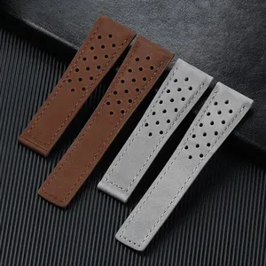 Bracelet en cuir de vachette respirant 20 mm 22 mm 24 mm pour étiquettes <span class=keywords><strong>Heuer</strong></span> pour Carrera <span class=keywords><strong>Monaco</strong></span> F1 Bracelet de montre Bracelet givré Accessoires pour hommes - Product Image 1