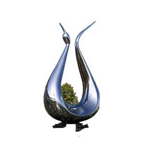 Escultura Moderna de Cisne Abstracto con Acabado Espejo, de Acero Inoxidable, con Doble Arco y Alas Curvas, Arte de Soldadura, Elemento Acuático para Plaza, Hotel, Monumento - Product Image 1