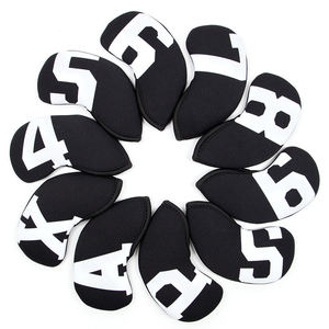 Couvre-tête de fer de golf, housse de protection pour fer de golf, 10 pièces/ensemble, néoprène noir - Product Image 1