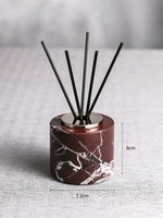 STONEKOCC Bouteille diffuseur de parfum en marbre naturel veiné rouge avec logo personnalisé, pot diffuseur d'arômes en pierre pour hôtel et salle d'exposition, compatible OEM ODM