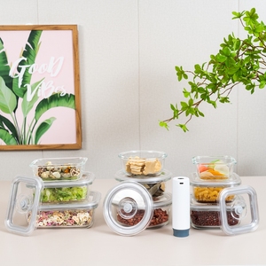Lớn kín nắp lò vi sóng an toàn bát & nhà bếp đặt thủy tinh bữa ăn trưa thực phẩm lưu trữ container Set với bơm chân không nắp - Product Image 1