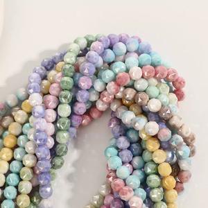 Perles de cristal rondes à 32 facettes de 8 mm, effet teinture à l'eau, avec perles d'espacement AB en verre couleur macaron pour bijoux artisanaux DIY - Product Image 6