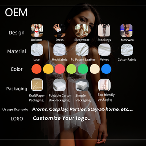 Vestido Bodystocking em Malha Azul para Mulheres - Manga Longa com Padrão Gráfico Transparente Lingerie Sexy OEM ODM em Estoque nos EUA - Product Image 6