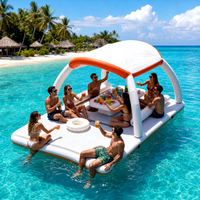 Plateforme de loisirs aquatiques gonflable en PVC avec tente, île flottante pour divertissement en mer - Grande vente