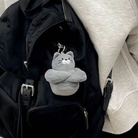 Porte-clés en peluche chat de dessin animé doux OEM/ODM UYEAH, cadeau personnalisé avec logo, jouet en peluche animal souple, mascotte chat musclé