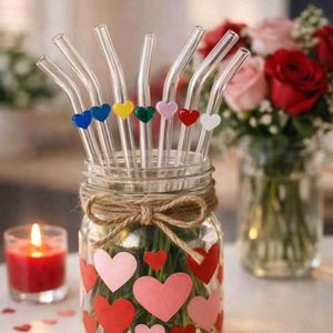 Série Saint-Valentin : Accessoires de pailles en verre colorées réutilisables, pailles personnalisées pour les amateurs de boissons en verre, emballage en vrac - Product Image 3
