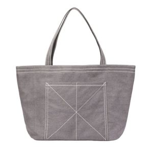 Large Fashion Lady Wear-resistant Zipper Commuting Women's Canvas Tote <b>Bag</b> Capacity Solid Color Simple Casual Handle Portable - Product Image 4