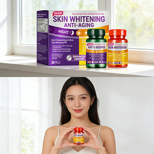Set de Día y Noche para Blanquear y Aclarar la Piel, Antienvejecimiento, Marca Privada OEM, Suplemento de Glutatión Puro, Píldoras Blanqueadoras de Levadura - Product Image 1