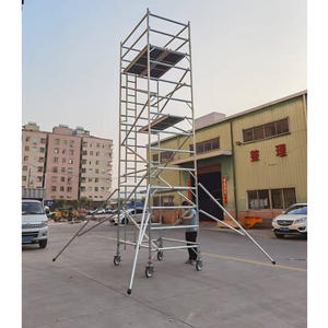 Échafaudage Échelle d'échafaudage mobile en aluminium Cadre en H <span class=keywords><strong>avec</strong></span> roues Tour d'échafaudage en aluminium à hauteur personnalisée polyvalente - Product Image 1