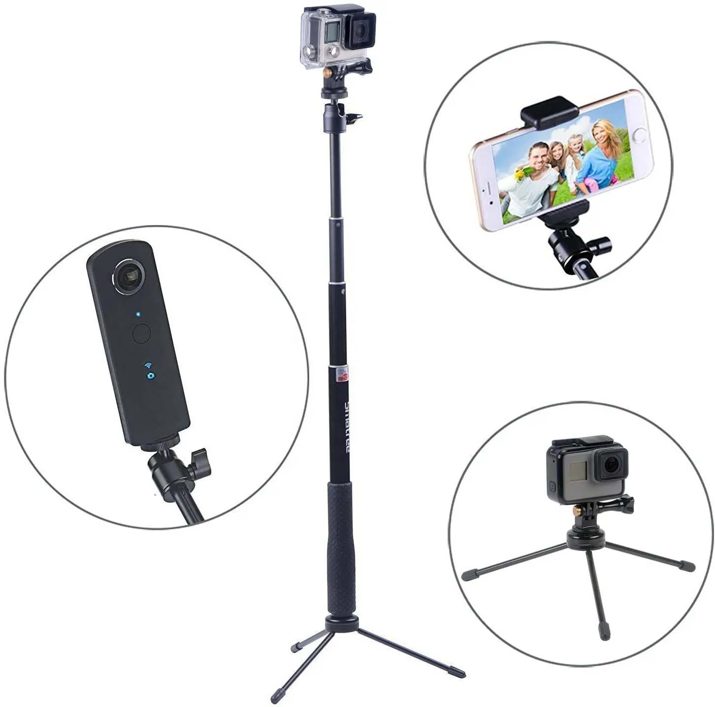 Smatree Telescopico Selfie Stick con il Treppiedi Del Basamento per GoPro Hero/DJI OSMO Tasca Macchina Fotografica di Azione e il Telefono