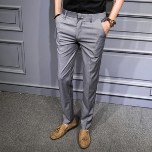 Vente chaude hommes affaires mince neuf points pantalon été Anti-rides jambe droite sens avancé pantalons décontractés hommes - Product Image 3