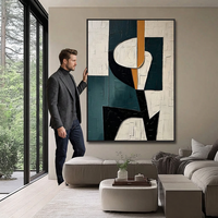 Décoration d'intérieur, peinture abstraite artisanale en acrylique, nature morte, toile verte et noire texturée, style Wabi Sabi, art mural avec cadre