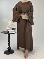 Nouvelle robe Abaya Kaftan pour femmes 2025, élégante, en satin de qualité supérieure, faite à la main, taille XXL, nouveau motif papillon pour le Ramadan, vêtements islamiques pour l'Aïd