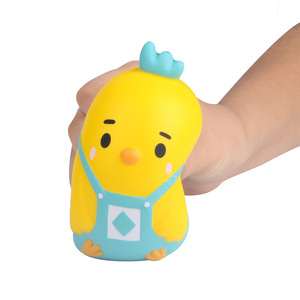 Pu Animal Cute Overalls Chicken Toy Round Slow <b>Rebound</b> Figurine For 2 To 4 Years Unisex Fidget Toys - Product Image 1