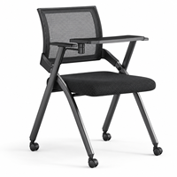 Chaise de formation pliable confortable et portable, chaise de conférence en tissu empilable et pliable avec tablette d'écriture, commande en gros