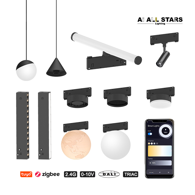 AI ALL STARS DC48V Ceiling Embedded Installation Aluminum Track Lights Office Projects 10MM Ultra Thin Magnetic LED Track Light