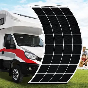 Car Marine 12V 24V 18W 60W 125W 150W Sunpower pannello solare Semi flessibile pannello solare fotovoltaico flessibile nero - Product Image 4