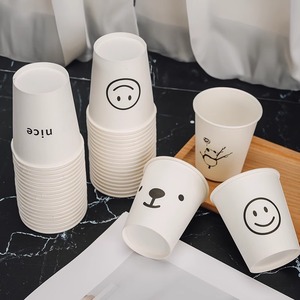 Gobelets en papier jetables épais de qualité alimentaire, 100 pièces, gobelet pour boissons chaudes de fête, forme cylindrique - Product Image 1