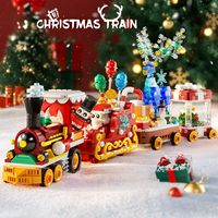 Ensemble de blocs de construction Train de Noël, Briques de jouets Père Noël Casse-Noisette, Vente en gros d'usine, Cadeau DIY à assembler pour enfants