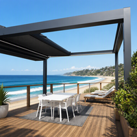 Pergola bioclimatique automatique en aluminium avec revêtement en poudre imperméable pour terrasse, balcon, jardin, patio et utilisation estivale en extérieur