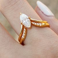 Bague ouverte ajustable personnalisée en argent sterling 925 plaqué or 18 carats avec moissanite taille marquise 3 carats VVS1 certifiée GRA