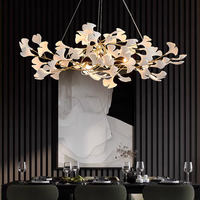 Lustre de style nordique avec des feuilles de ginkgo, lustres pour salon, luminaires suspendus, luminaire pour hall d'hôtel