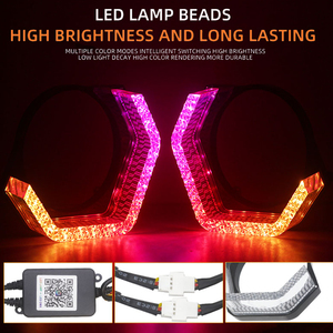 Projecteur bi-LED I8 avec anneaux lumineux RGB en cristal, contrôle par application, lumière colorée pour la rénovation des phares de voiture - Product Image 5