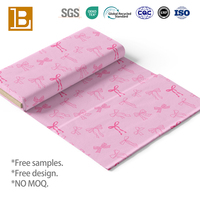 Tissu en popeline de coton peigné personnalisé à impression numérique pour textiles, motif de cerise rose BILU, nœud mignon, dessin animé, Saint-Valentin, fille