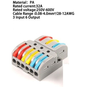 เทอร์มินัลบล็อก 3 อินพุต 6 เอาต์พุต 0.08-4.0 มม. 28-12AWG ขั้วต่อสายไฟแบบมีรหัสสี - Product Image 2