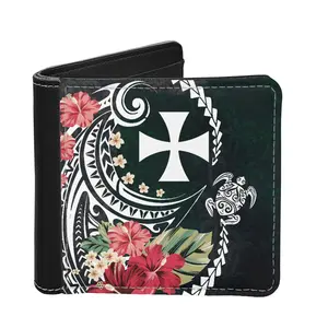 Portefeuille à deux volets en cuir PU personnalisé à bas prix pour hommes portefeuilles de luxe imprimés Wallis et Futuna Design